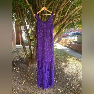 Y2K silk bias cut tiered ruffle maxi dress